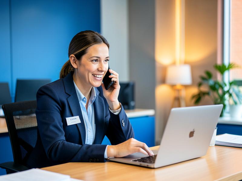 Staffing coordinator taking a client call